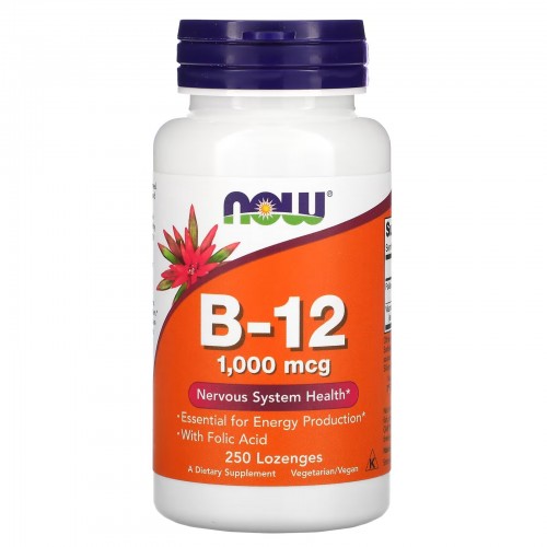 NOW Foods, витамин B12, 1000 мкг, 250 пастилок NOW Foods, витамин B12, 1000 мкг, 250 пастилок